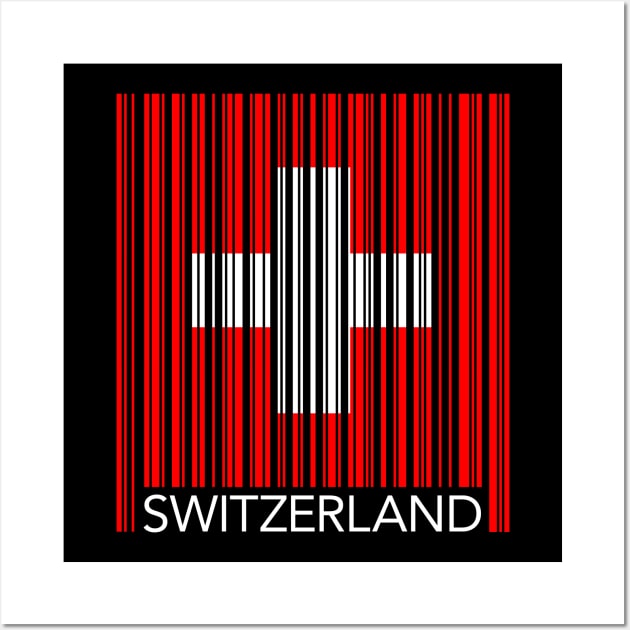 Switzerland Flag Barcode Wall Art by HappyGiftArt